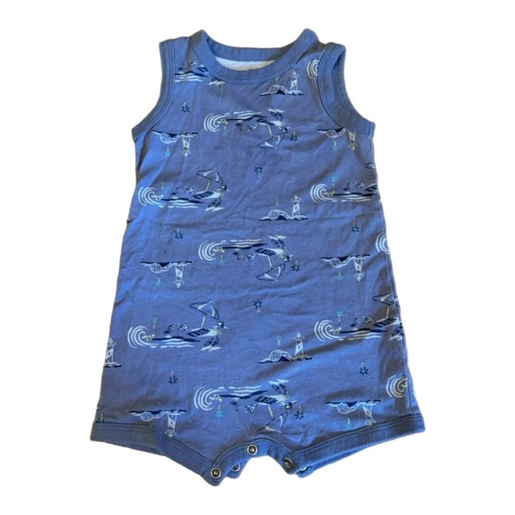Carter’s 18M Nautical Ocean Lighthouse Blue One Piece Tank Top Outfit EUC - Picture 1 of 3